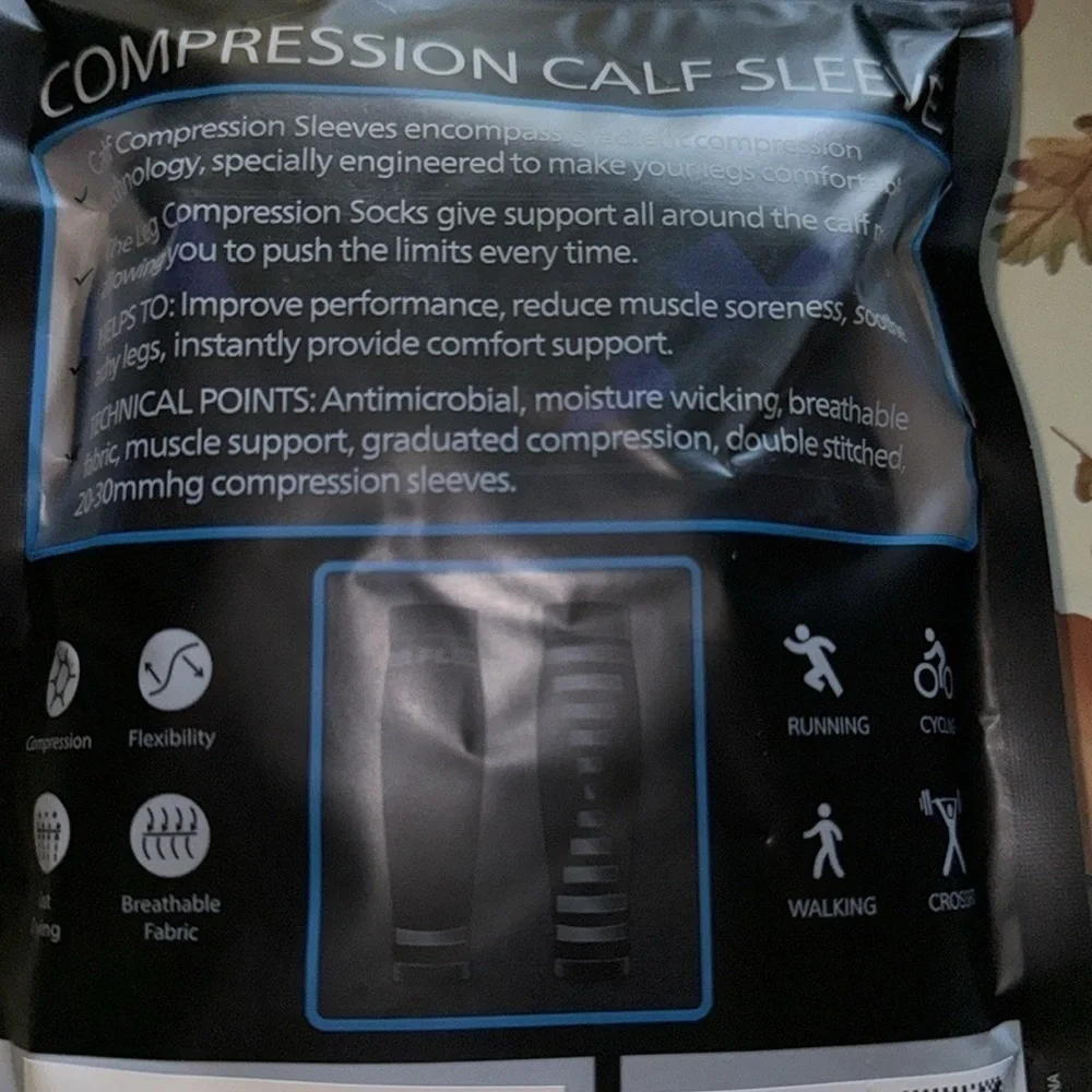 Compression sleeve for calves NEW muscle support calf unisex PowerLix one pair